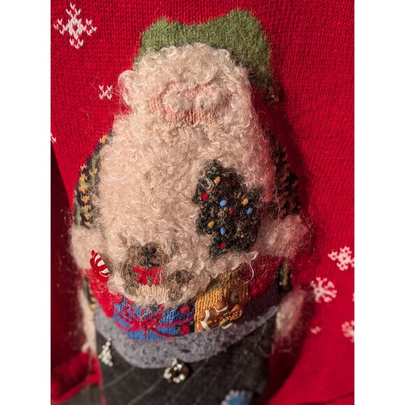 David‎ Brooks Christmas Sweater Womens M Rudolph Red Santa Charms Vtg - Picture 7 of 13